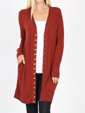 Thigh-Length Snap Button Cardigan