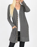 Thigh-Length Snap Button Cardigan