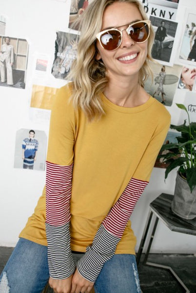 Solid & Pin Stripe Top