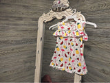 Hook & Taylor Kids-Pineapple/Flamingo Cold Shoulder Dress