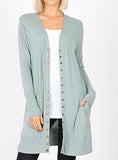 Thigh-Length Snap Button Cardigan