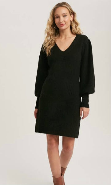 Puff Sleeve Sweater Dress