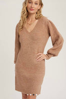 Puff Sleeve Sweater Dress