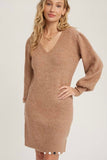 Puff Sleeve Sweater Dress