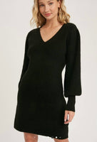 Puff Sleeve Sweater Dress