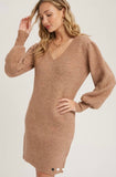 Puff Sleeve Sweater Dress
