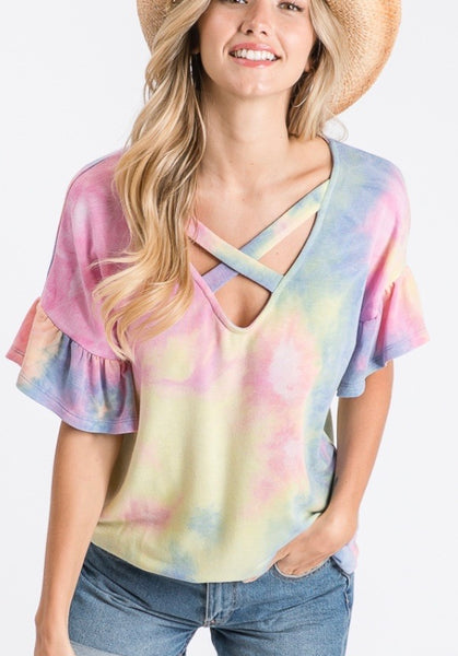 Tie Dye CrissCross Top