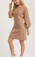 Puff Sleeve Sweater Dress
